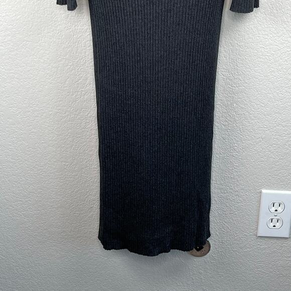 ASTR Charcoal Gray Cold Shoulder Mock Neck Bodycon Midi Sweater Dress Medium NWT - Picture 8 of 14